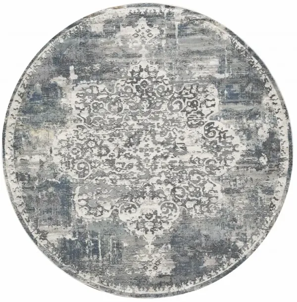 7' Round Polyester Area Rug - Ivory