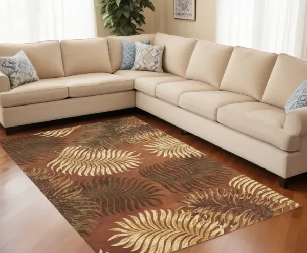 5' x 8' Wool Area Rug - Rust