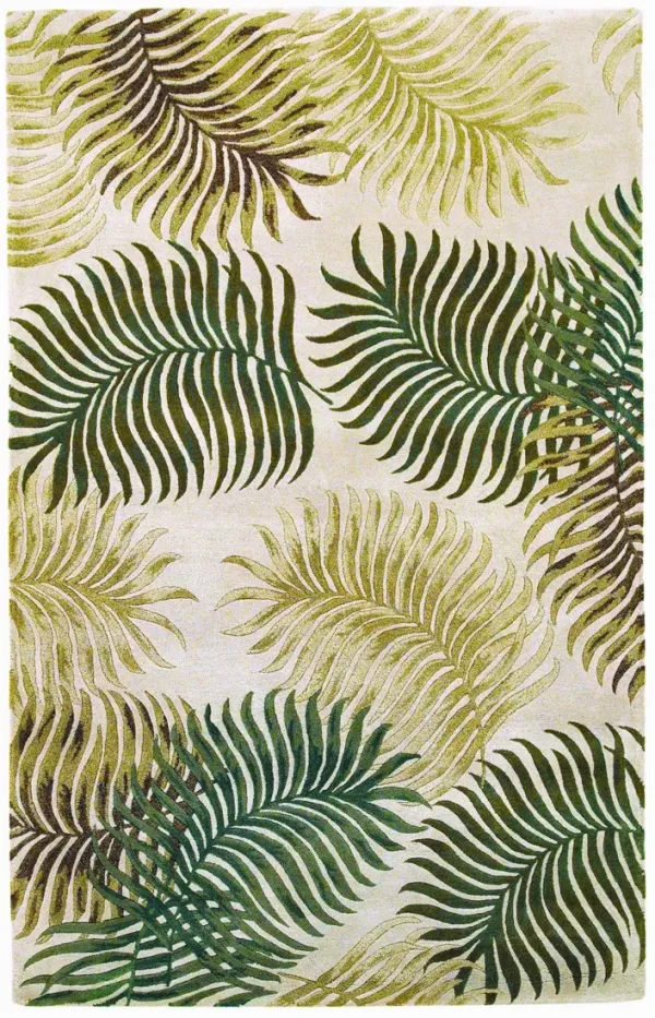 5' x 8' Hand Tufted Tropical Leaves Indoor Area Rug - Natural Beige