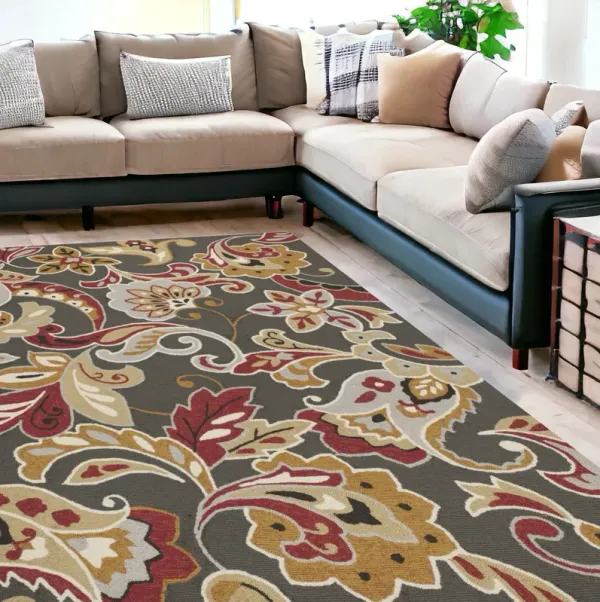 7' x 9' UV Treated Polypropylene Area Rug - Taupe