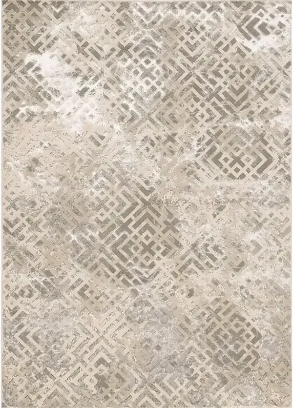 7' x 10' Polyester Area Rug - Sand Silver