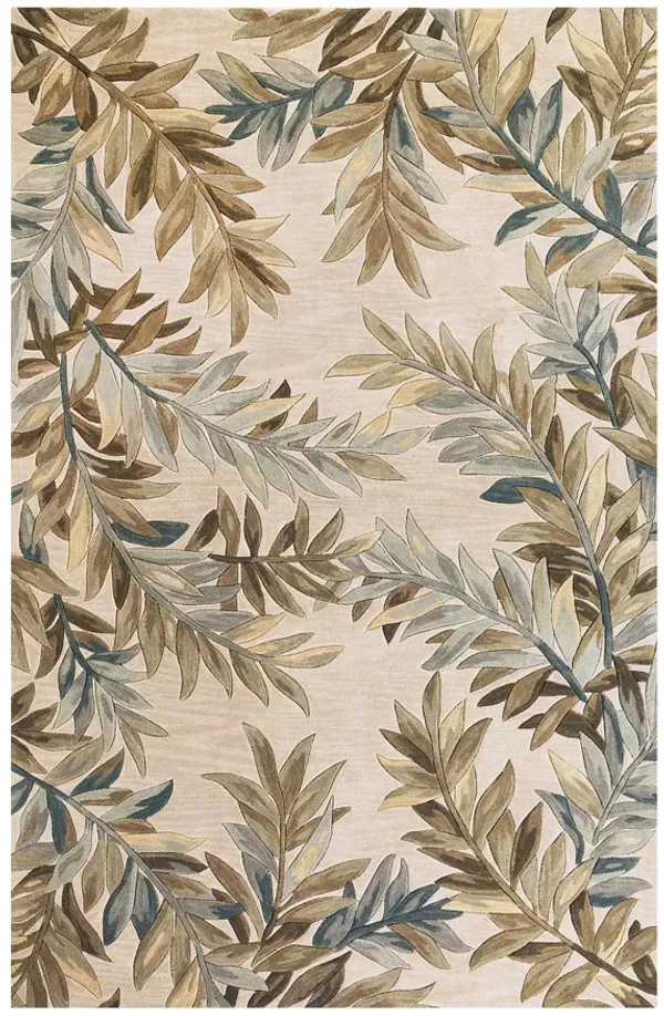 5' x 8' Hand Tufted Pinnate Fronds Indoor Area Rug - Ivory