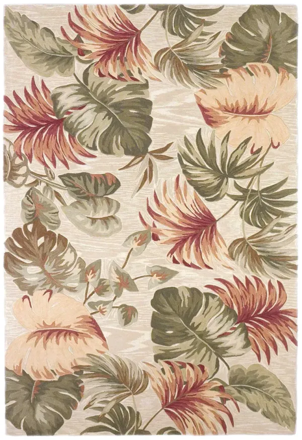 5' x 8' Hand Tufted Tropical Leaves Indoor Area Rug - Beige