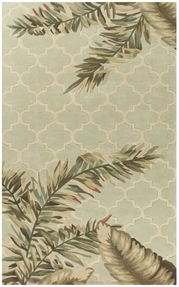 5' x 8' Hand Tufted Tropical Quatrefoil Indoor Area Rug - Sage Green