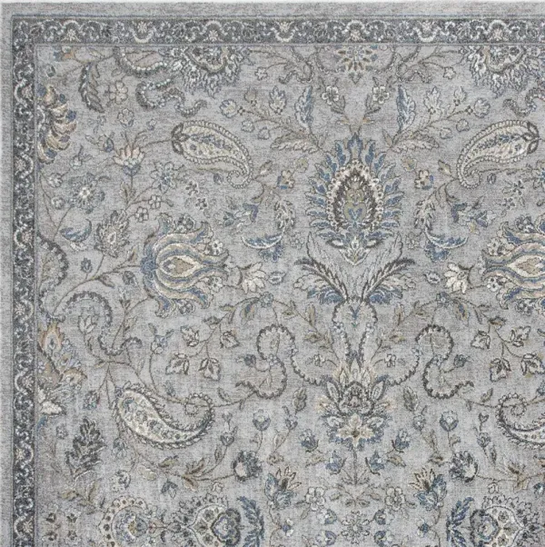 8' x 11' Machine Woven Traditional Floral Indoor Area Rug - Silver Blue