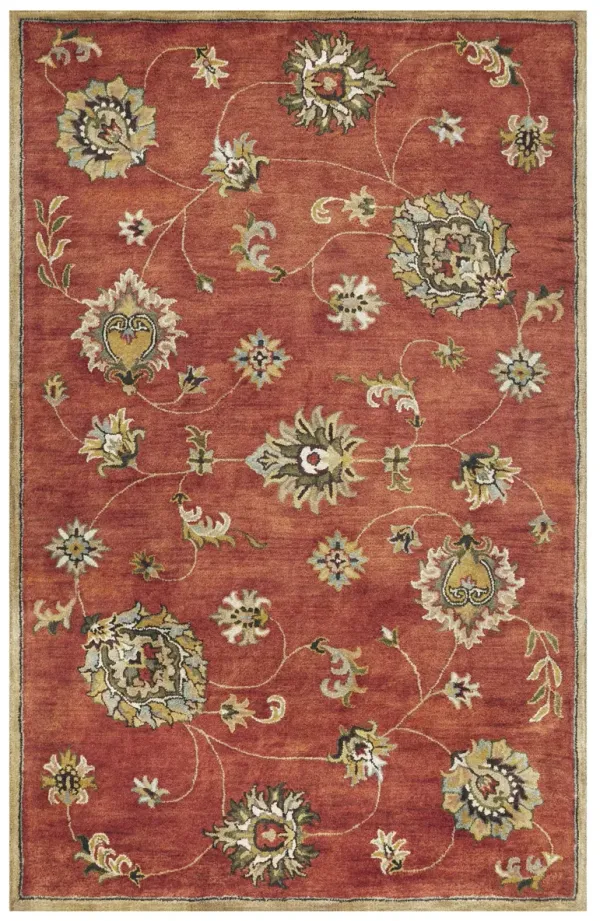 8' x 11' Hand Tufted Allover Traditional Floral Indoor Area Rug - Sienna Orange