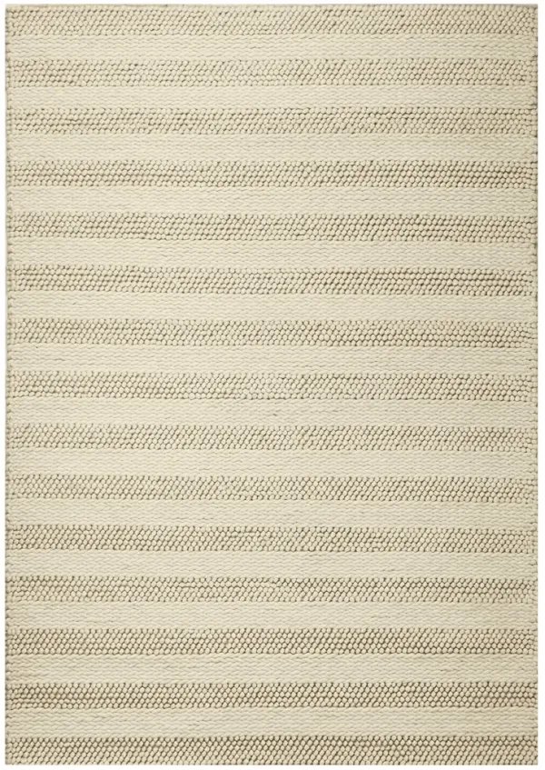 8' x 10' Hand Woven Knobby Cornish Stripe Indoor Area Rug - White Ivory