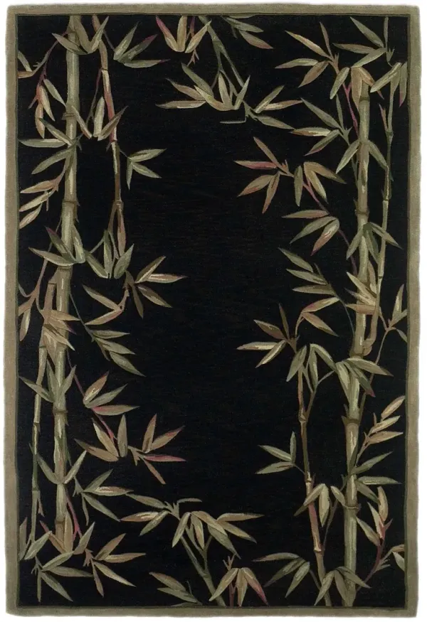 8' x 10' Hand Tufted Bordered Bamboo Indoor Area Rug - Black