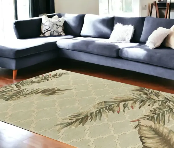 8' x 10' Wool Handmade Area Rug - Sage Green