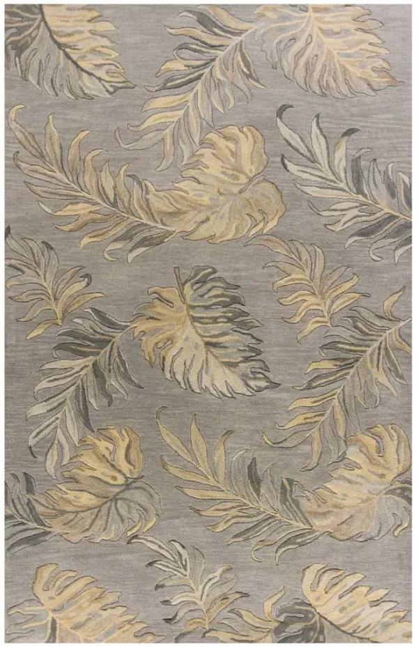 8' x 11' Hand Tufted Tropical Palms Indoor Area Rug - Gray