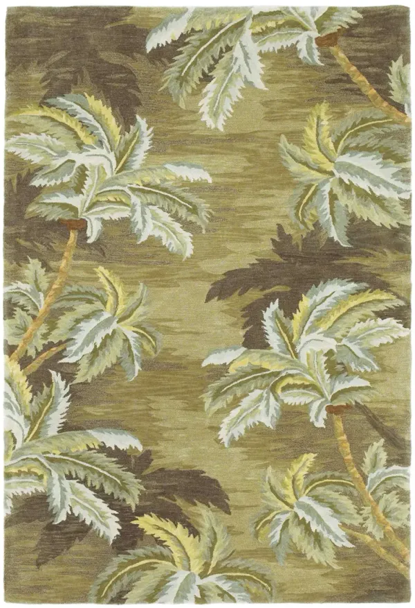 8' x 11' Wool Palm Trees Area Rug - Moss Green