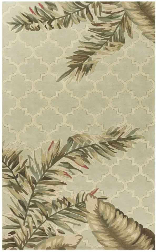 9' x 12' Hand Tufted Tropical Quatrefoil Indoor Area Rug - Sage Green