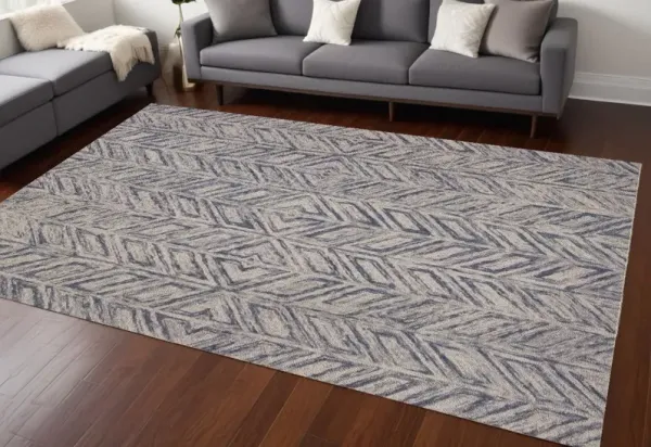 9' x 12' Wool Hand Tufted Area Rug - Blue And Beige