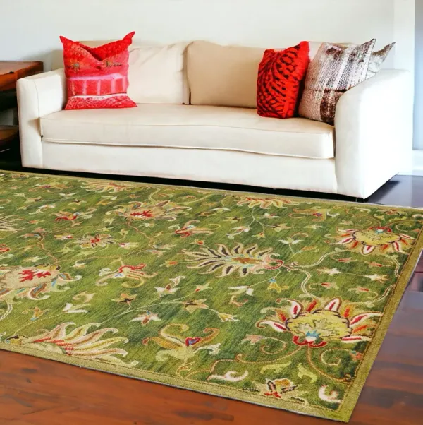 9' x 13' Wool Area Rug - Emerald Green