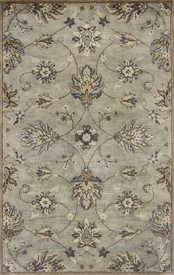 3' x 5' Floral Vines Wool Area Rug - Gray