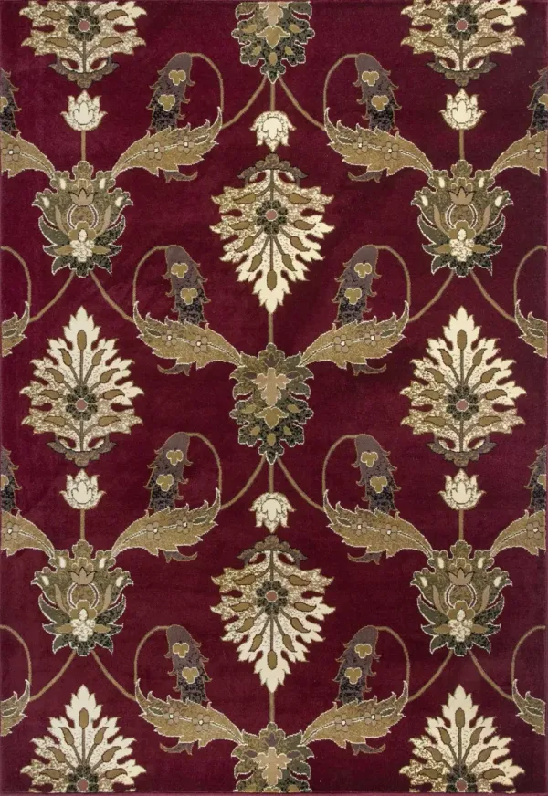 5' x 8' Floral Area Rug - Red And Ivory