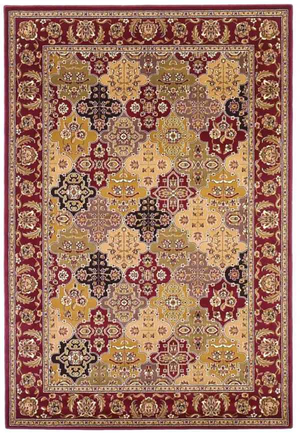 5' x 8' Floral Panel Bordered Area Rug - Red