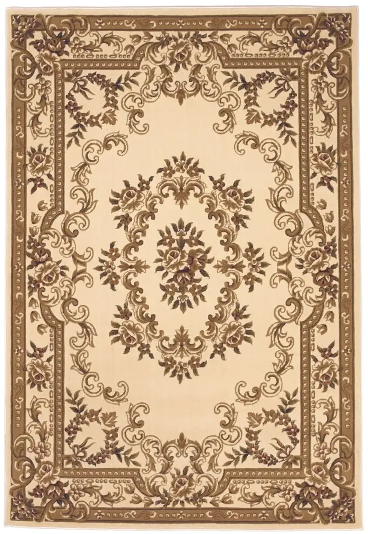 5' x 8' Machine Woven Hand Carved Floral Medallion Indoor Area Rug - Ivory