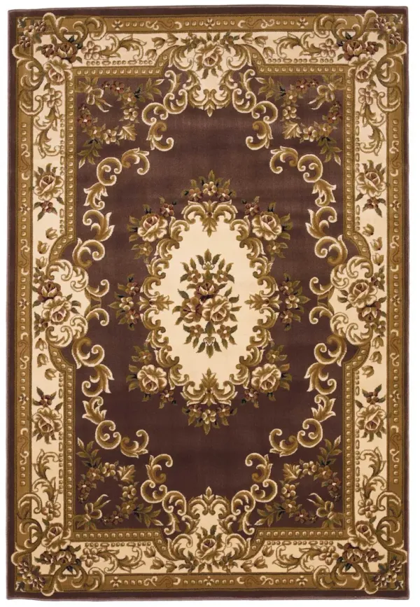 5' x 8' Machine Woven Hand Carved Floral Medallion Indoor Area Rug - Plum Ivory