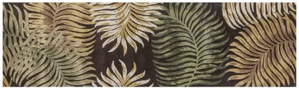 8' Hand Tufted Tropical Leaves Indoor Runner Rug - Espresso Brown