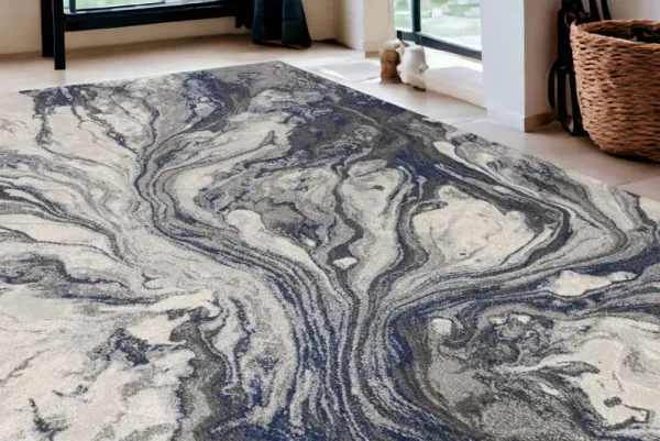 5' x 8' Machine Woven Abstract Watercolor Indoor Area Rug - Gray