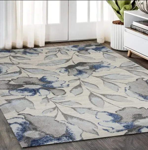 5' x 8' Floral Indoor Area Rug - Gray Or Blue