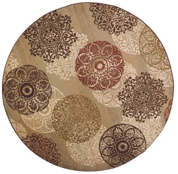 8' Machine Woven Floral Medallion Disk Round Indoor Area Rug - Sage Green