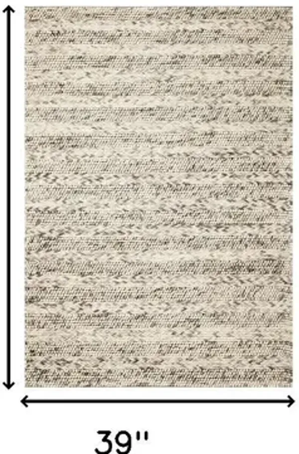 3' x 5' Braided Wool Indoor Area Rug - Gray