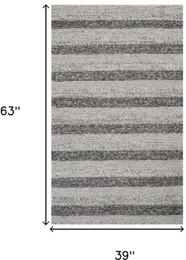 3' x 5' Hand Woven Knobby Stripes Indoor Area Rug - Gray White