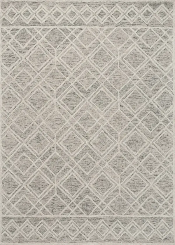5' x 7' Geometric Diamond Wool Indoor Area Rug - Sand