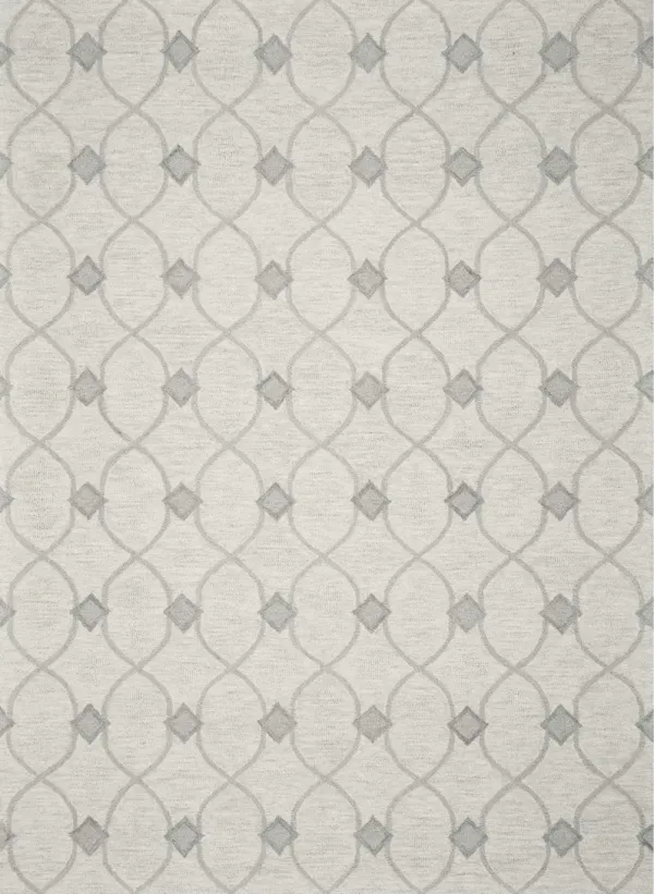 5' x 7' Hand Tufted Wool Ogee Indoor Area Rug - Ivory