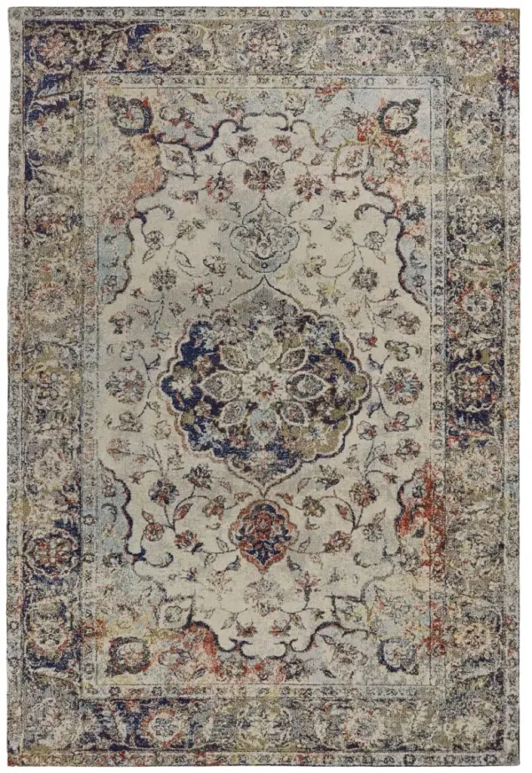 63" x 91" Floral Medallion Area Rug - Ivory