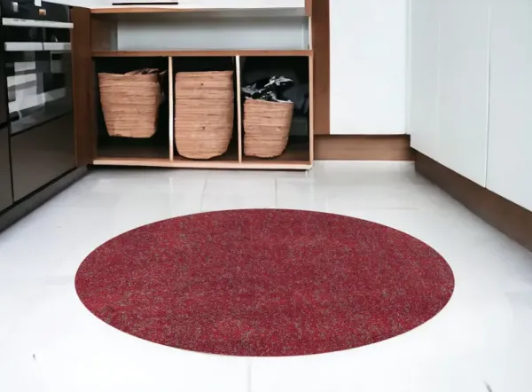 6' Round Indoor Shag Rug - Red Heather