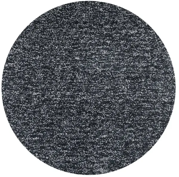 6' Round Heather Plain Indoor Area Rug - Black