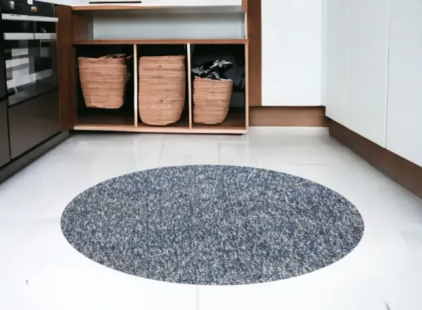 6' Round Heather Plain Indoor Area Rug - Indigo Or Ivory