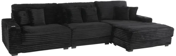 Midnight Black 3 Piece Sectional