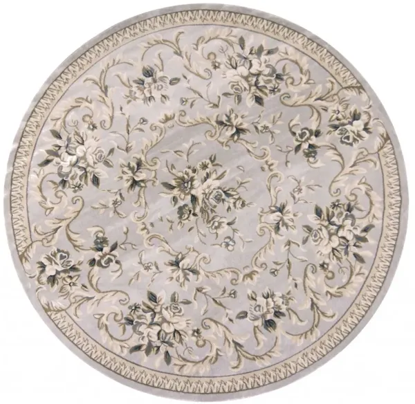 8' Floral Round Indoor Area Rug - Light Gray