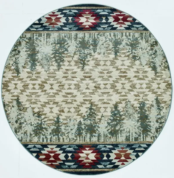 8' Abstract Area Rug - Ivory And Blue