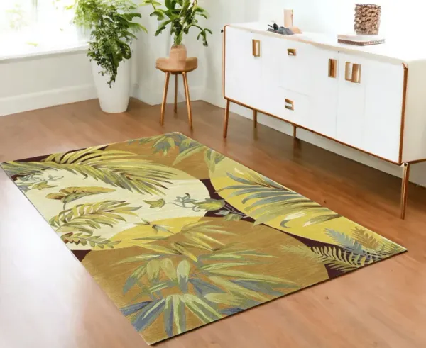 4' x 6' Hand Tufted Tropical Leaves Indoor Area Rug - Coral Red Ivory