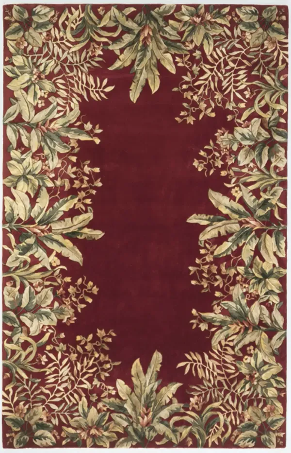 3' x 6' Wool Leaves Hand Tufted Area Rug - Ruby Red