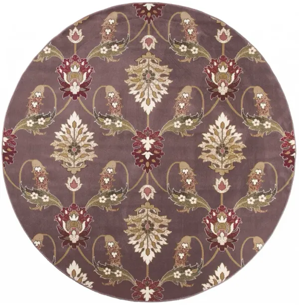 Machine Woven Traditional Octagon Indoor Area Rug - Plum Purple