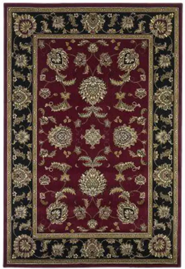 7.6' x 7.6' Octagon Floral Vines Area Rug - Red And Black