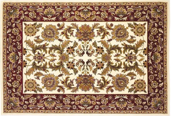 7.6' x 7.6' Octagon Floral Vines Area Rug - Ivory And Red