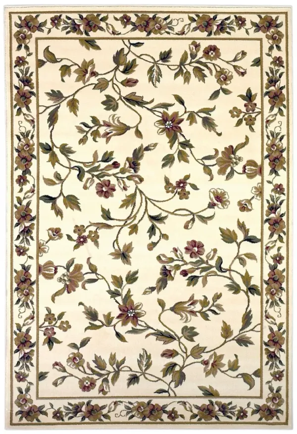 Octagon Floral Vines Area Rug - Ivory
