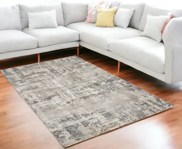 5' x 8' Abstract Brushstrokes Indoor Area Rug - Natural