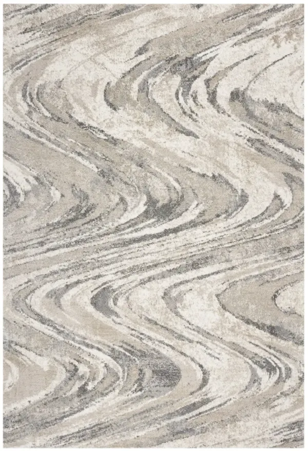 5' x 8' Abstract Wave Brushstrokes Indoor Area Rug - Natural