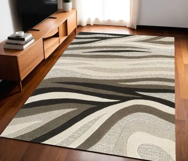 5' x 8' Wool Area Rug - Black Or Beige