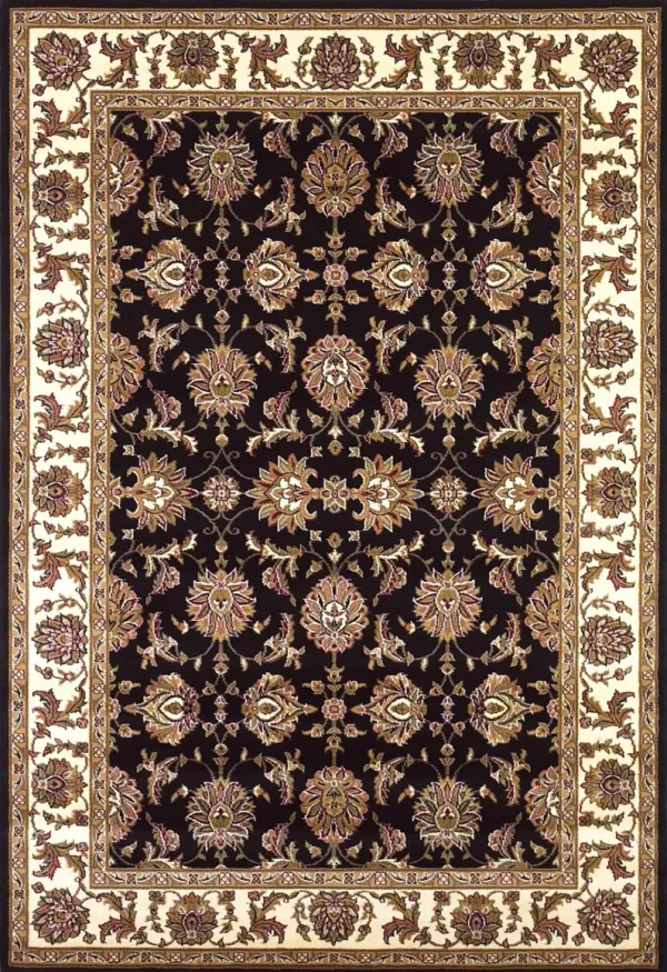 2' x 3' Machine Woven Floral Traditional Indoor Accent Rug - Black Ivory