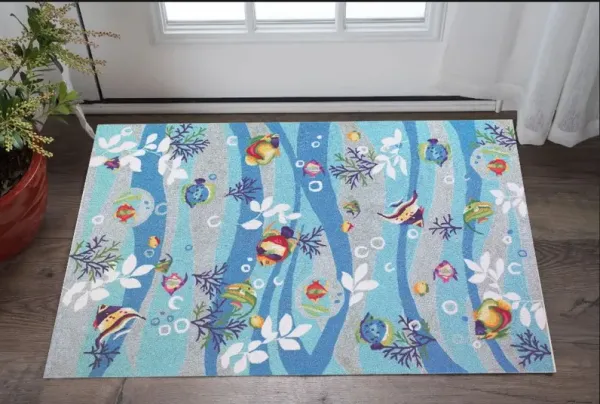 1.7' x 2.5' Hand Tufted Polyester Area Rug - Blue