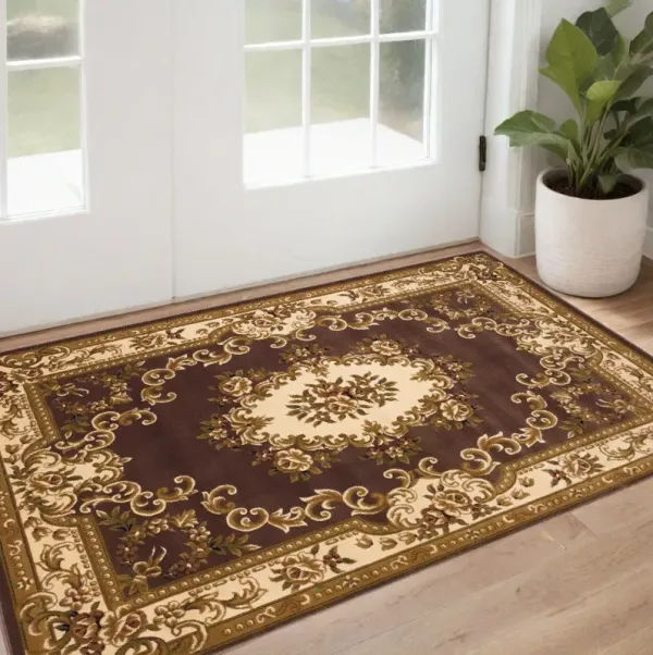 2' x 3' Polypropylene Accent Rug - Plum Or Ivory